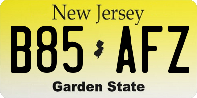 NJ license plate B85AFZ