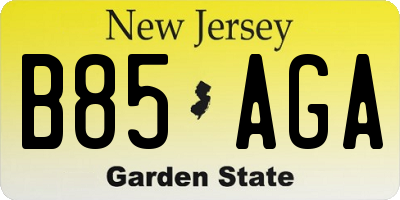 NJ license plate B85AGA