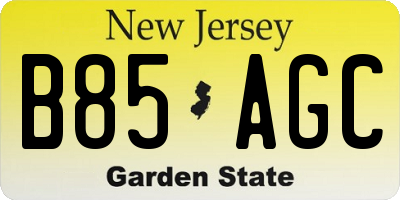 NJ license plate B85AGC