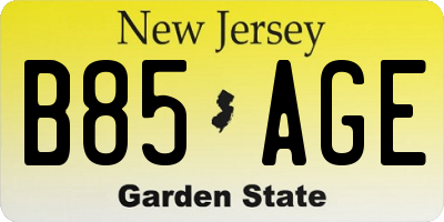 NJ license plate B85AGE