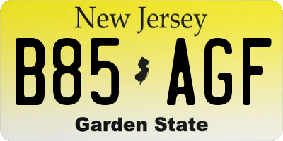 NJ license plate B85AGF
