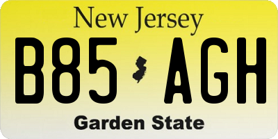 NJ license plate B85AGH