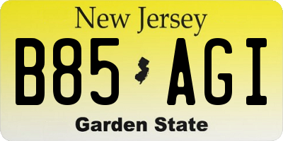 NJ license plate B85AGI