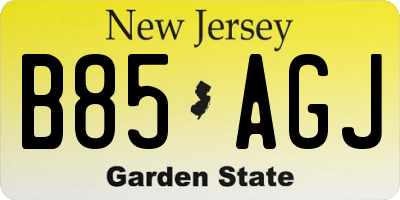 NJ license plate B85AGJ