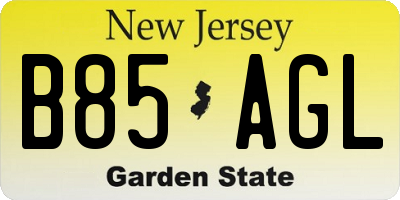 NJ license plate B85AGL