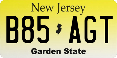 NJ license plate B85AGT