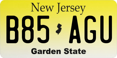 NJ license plate B85AGU