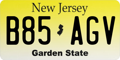 NJ license plate B85AGV