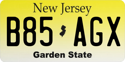 NJ license plate B85AGX