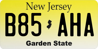 NJ license plate B85AHA