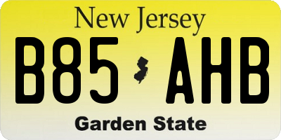 NJ license plate B85AHB