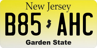 NJ license plate B85AHC