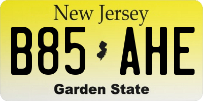 NJ license plate B85AHE