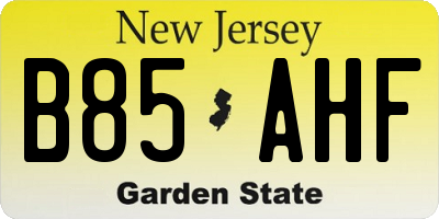 NJ license plate B85AHF