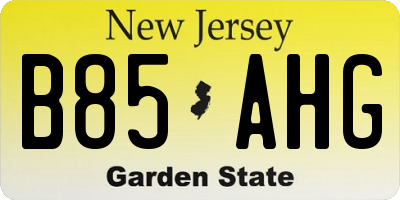 NJ license plate B85AHG