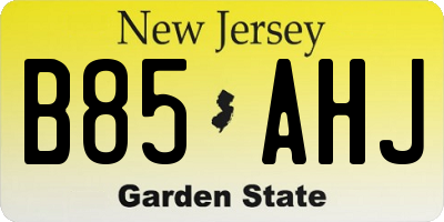 NJ license plate B85AHJ
