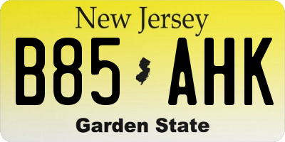 NJ license plate B85AHK