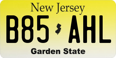 NJ license plate B85AHL