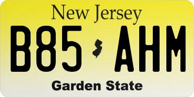 NJ license plate B85AHM