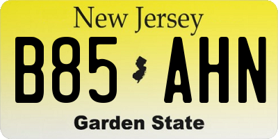 NJ license plate B85AHN