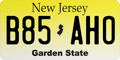 NJ license plate B85AHO