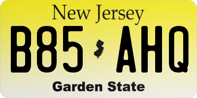 NJ license plate B85AHQ