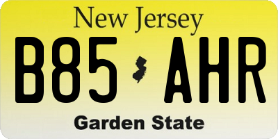 NJ license plate B85AHR