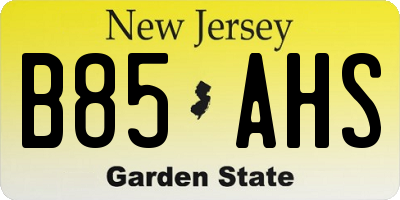 NJ license plate B85AHS