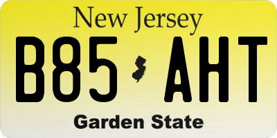 NJ license plate B85AHT