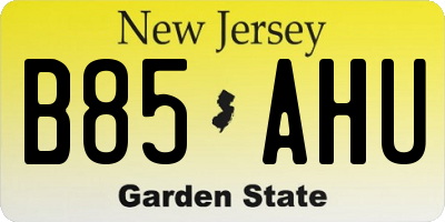 NJ license plate B85AHU