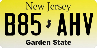 NJ license plate B85AHV