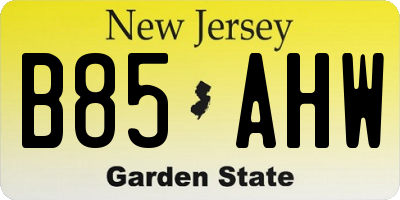 NJ license plate B85AHW