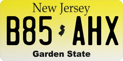 NJ license plate B85AHX