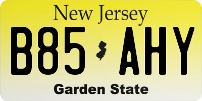 NJ license plate B85AHY