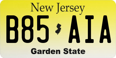 NJ license plate B85AIA