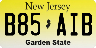 NJ license plate B85AIB