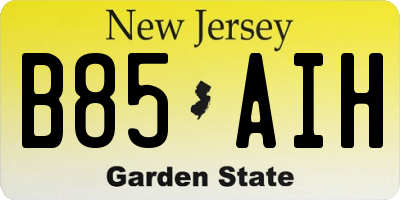 NJ license plate B85AIH