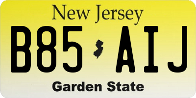 NJ license plate B85AIJ