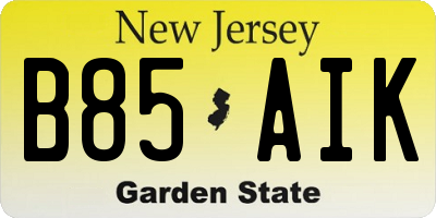 NJ license plate B85AIK