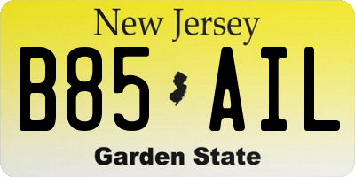 NJ license plate B85AIL