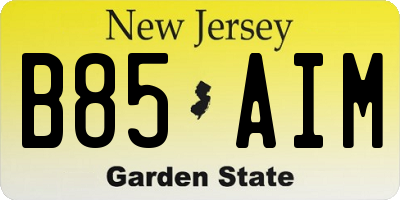 NJ license plate B85AIM