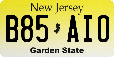 NJ license plate B85AIO