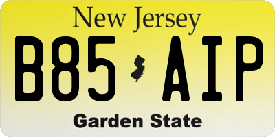 NJ license plate B85AIP