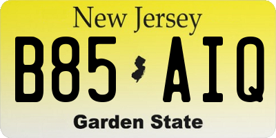 NJ license plate B85AIQ