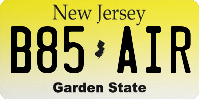 NJ license plate B85AIR
