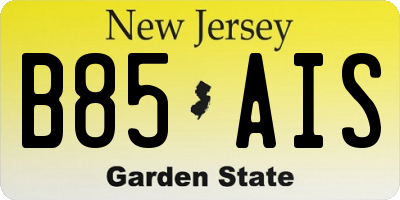 NJ license plate B85AIS