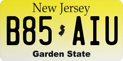 NJ license plate B85AIU