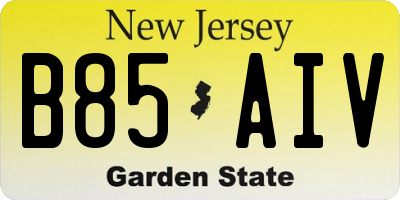 NJ license plate B85AIV