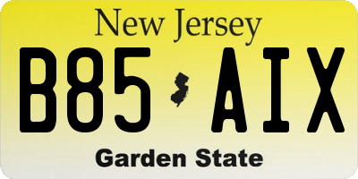 NJ license plate B85AIX