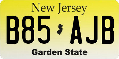 NJ license plate B85AJB